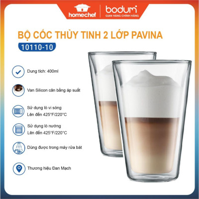 Bộ 2 cốc (ly) thủy tinh 2 lớp Bodum Canteen 10110-10, dung tích 400ml | Hàng chính hãng