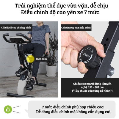 Xe đạp thể thao tại nhà gấp gọn 10 cấp độ kháng lực cảm biến nhịp tim hoạt động êm ái tải trọng 120kg