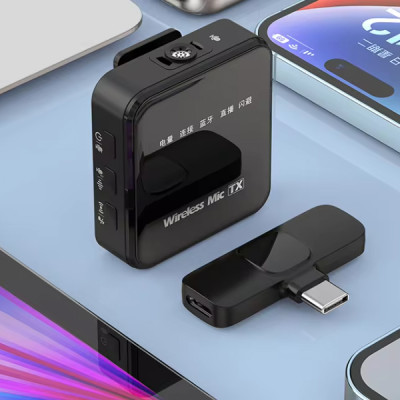 Micro ghi âm không dây, Mic dùng cho Điện thoại di động cài áo Microphone vlogging ( Hàng Chính Hãng )