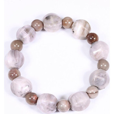 Vòng tay gỗ hóa thạch hạt lục giác viên đá 12x12.5mm mệnh hỏa, mộc - Ngọc Quý Gemstones