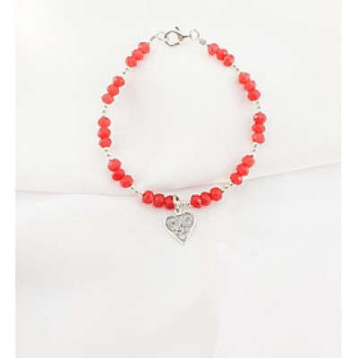 Vòng tay mệnh hỏa, thổ đá Agate mix charm trái tim