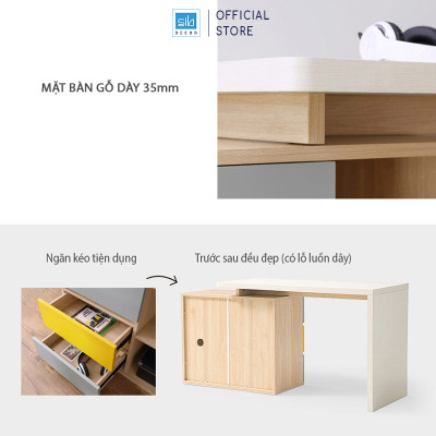 Bàn Làm Việc Kết Hợp Tủ Gỗ Nhiều Ngăn Hiện Đại Phong Cách Bắc Âu Thương Hiệu SIB Decor BLV57