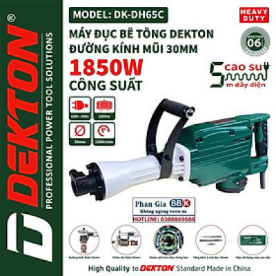 Máy Chuyên Đục Bê Tông DEKTON 30 Ly DK-65c (30mm-1850w) Tặng 2 Mũi Đục 2022 New 100% Siêu Khoẻ (Bảo Hành 12 Tháng)