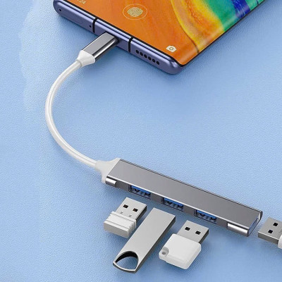 Bộ chuyển đổi TYPE-C sang USB 3.0, cáp chuyển đổi Type-c sang 4 cổng USB tốc độ cao - Hàng nhập khẩu
