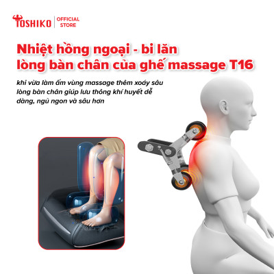 Ghế Massage Toàn Thân điều khiển giọng nói Đa Năng Toshiko T16 - Ghế Matxa Trị Liệu Toàn Thân Cao Cấp công nghệ AI với chức năng tự động mát xa đa năng, sở hữu hệ thống mát xa nhiệt hồng ngoại chuyên biệt, Máy Massage Toàn Thân