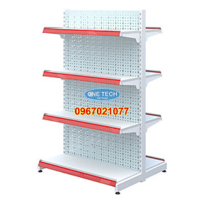 Kệ siêu thị đôi tôn đục lỗ C1500 x D900 x R750 x 4 tầng
