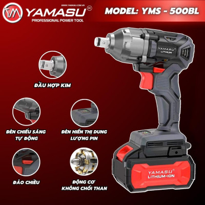 MÁY SIẾT ỐC- BU LÔNG PIN 20V 4000MAH 500NM  YMS-BL500 YAMASU - HÀNG CHÍNH HÃNG