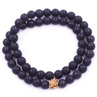 [Mệnh Thủy, Mộc] Vòng Chuỗi Niệm Phật Đá Thạch Anh Đen Chữ Mờ 12 Ly 54 Hạt Charm Hoa Sen Inox, Vòng Chuỗi Phật Giáo, Chuỗi Niệm Phật Hạt To - Phong Thủy 868