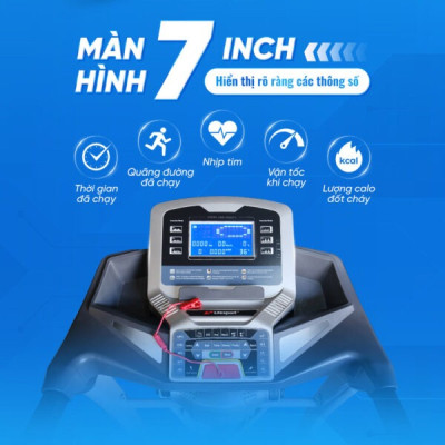 Máy Chạy Bộ Lifesport LS-6, Máy Chạy Bộ Có Tay Cầm Cảm Biến Nhịp Tim, Vùng Chạy Rộng Rãi  Với 7 Lớp Chống Trượt