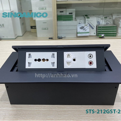 Hộp ổ cắm âm bàn đa năng Sinoamigo STS-212GST-2B màu đen. Module tùy chỉnh, tích hợp mạng, thoại,HDMI, USB, Audio - Hàng chính hãng Full thuế VAT, COCQ