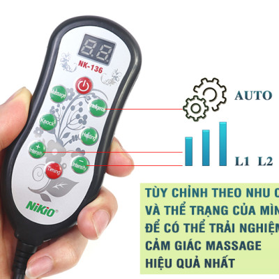 Máy (Gối) Massage Đấm Bóp Cổ Vai Gáy Nikio NK-136DC - Xoa Bóp Con Lăn Kết Hợp Hồng Ngoại, Hỗ Trợ Mát Xa Lưng, Đùi, Tay, Giảm Đau Nhức Toàn Thân - Pin Sạc Không Dây Tiện Lợi
