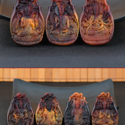 Dây chuyền Phật Đại Thế Chí Bồ Tát hương thơm bằng Long Diên Hương tổng hợp (Có dây đeo)