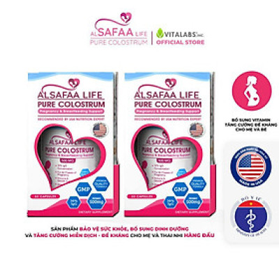 Combo 02 Hộp Sữa non nguyên chất al SAFAA life - USA |  Pure Colostrum Pregnancy & Breastfeeding Support 500MG