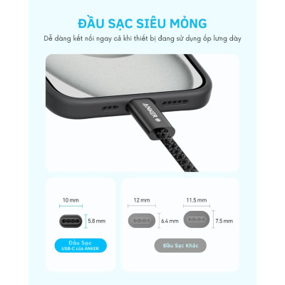 Cáp sạc nhanh Type C to Type C Anker Zolo 240W - A8060 (Hàng Chính Hãng)