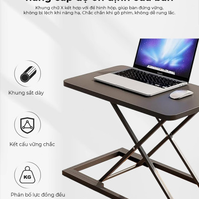 Bàn nâng hạ 2 tầng điều chỉnh chiều cao, bàn làm việc đứng gấp gọn thông minh - GN72