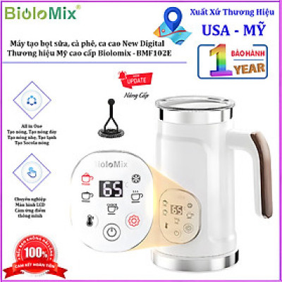 Máy tạo bọt sữa, cà phê, ca cao New Digital 5 trong 1 chuyên nghiệp. Thương hiệu Mỹ cao cấp Biolomix - BMF102E. Hàng chính hãng