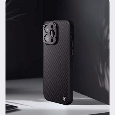 Ốp Lưng Sợi Carbon Chống Rơi Chống Trượt Cho Iphone 14 Pro Max, 15 Pro , 15 Pro Max hiệu Nillkin CarboProp hỗ trợ sạc từ có giá đỡ bảo vệ camera - Hàng nhập khẩu