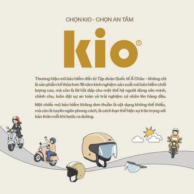 Mũ Bảo Hiểm Nửa Đầu Kio SafeStyle Metro KN12K, 2 Kính Phủ Nano Chống Tia UV, Lớp Lót Kháng Khuẩn