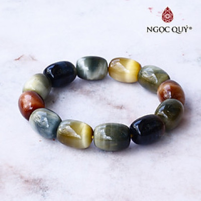 Vòng tay hạt hình lu thống thạch anh mắt hổ mệnh thủy, mộc - Ngọc Quý Gemstones