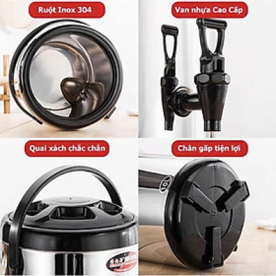 Bình ủ trà giữ nhiệt 6L 8L 10L 12L, Bình nước giữ nhiệt inox 304 có vòi chuyên dụng pha trà cao cấp loại 1 xịn