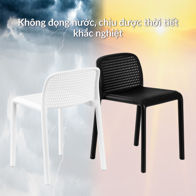 Ghế nhựa đúc tựa thấp thoáng khí Roel