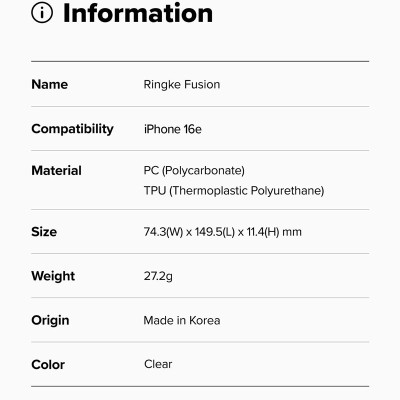 Ốp lưng cho iPhone 16e RINGKE Fusion - Hàng Chính Hãng