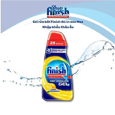 Gel rửa chén hòa tan nhanh Finish All in 1 Max Lemon, 700 ml - EU