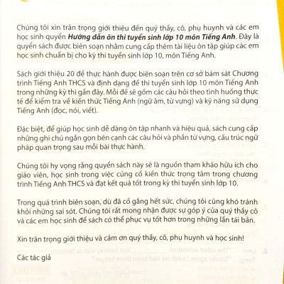 Sách - Hướng Dẫn Ôn Thi Tuyển Sinh Lớp 10 - Môn Tiếng Anh (Tái Bản 2024)