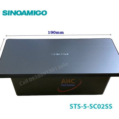 Hộp ổ cắm âm bàn tích hợp cổng sạc USB type C PD Sinoamigo STS-5-SC02SS, thiết kế nắp trượt tiện dụng - Hàng chính hãng Sinoamigo