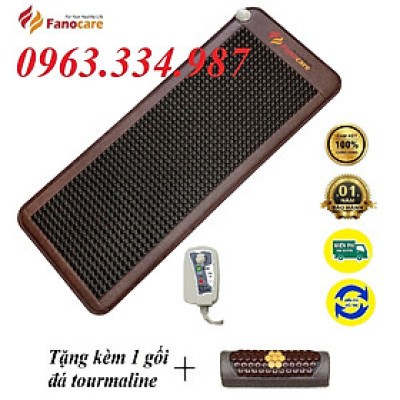 Thảm/Nệm đá nhiệt nóng Fanocare KT 60x150cm đá tròn đen T4000 (Tặng kèm 1 gối đá tourmaline)