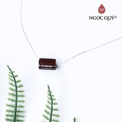 Dây chuyền bạc mặt lu thống đá thạch anh tóc đỏ 13x9mm mệnh hỏa, thổ - Ngọc Quý Gemstones