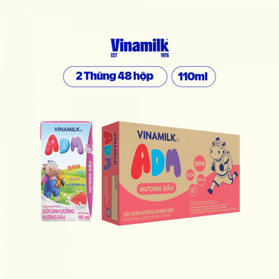 Thùng 48 Hộp Sữa dinh dưỡng Hương Dâu Vinamilk ADM (110ml)