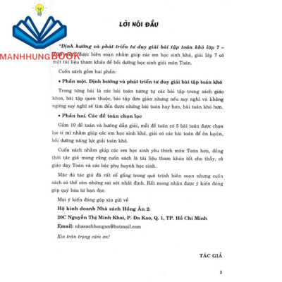 sách - định hướng và phát triển tư duy giải bài tập toán khó 7 - tập 1 (dùng chung cho các bộ sgk hiện hành)