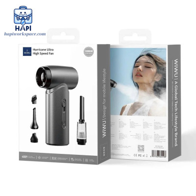 Quạt cầm tay hàng chính hãng WiWU Ultra Speed Fan 5-in-1 Wi-FS015: Quạt turbo siêu mạnh, thiết bị vệ sinh all-in-one cho công nghệ