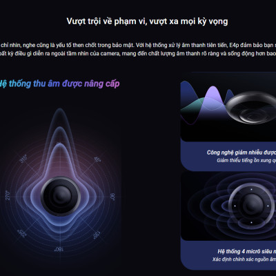 Camera Wifi mắt cá trong nhà EZVIZ E4P 3K (3K+), 4 micro đa hướng, đàm thoại rõ ràng - Hàng chính hãng