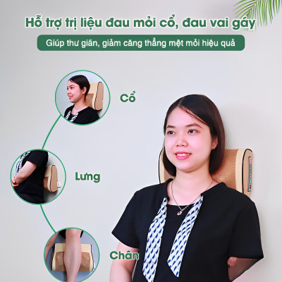 Gối Massage Hồng Ngoại 16 Bi Trị Liệu Nhật Bản, Mát Xa Cổ, Lưng, Vai Gáy