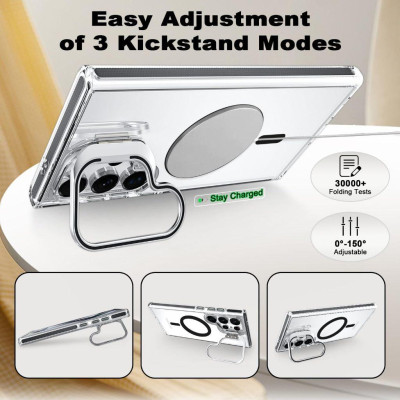 Ốp Lưng Trong cho Samsung Galaxy S25 Ultra Suốt Kiêm Giá Đỡ Raigor Inverse Rita Case Hỗ Trợ Sạc Không Dây Magnetic Viền Chống Sốc - Hàng chính hãng