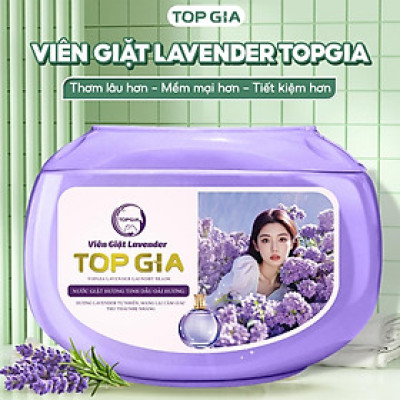 Viên giặt xả quần áo thơm lâu TopGia 3in1, hương hoa hồng và lavender,  giặt sạch, tiết kiệm