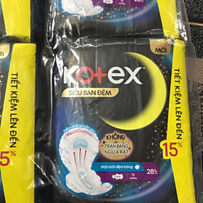 (Gói lớn 12 Miếng)-Combo 4 Gói Băng Vệ Sinh Kotex Siêu Ban Đêm 28cm - Mỗi Gói 12 Miếng- HSD luôn mới