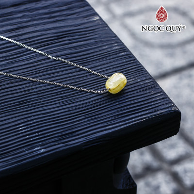Dây chuyền bạc mặt lu thống thạch anh tóc vàng mệnh thủy, kim - Ngọc Quý Gemstones