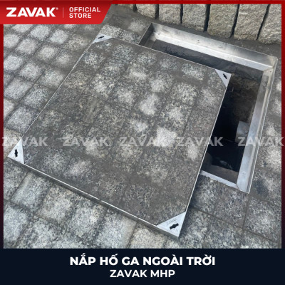 Nắp hố ga Zavak MHP-AA60 KT60x60cm, lát đá dày 2cm, chịu tải xe 3.2 tấn, inox 304