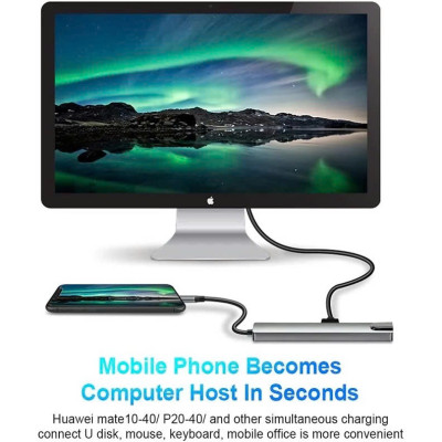 Bộ Chuyển Đổi Hub USB C Hub 8 Trong 1 Type C 3.1 Sang 4K RJ45 Đọc Thẻ SD / TF Cho MacBook Notebook Laptop Máy Tính - Hàng Nhập Khẩu