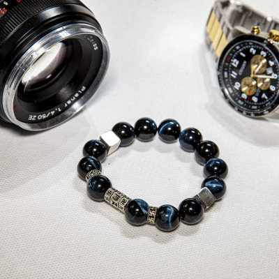 Vòng phong thủy nam Mắt chim ưng thiên nhiên  VIP mix bạc VN011