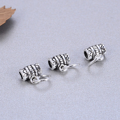 Combo 4 cái charm bạc hình trụ xỏ ngang để gắn charm treo - Ngọc Quý Gemstones