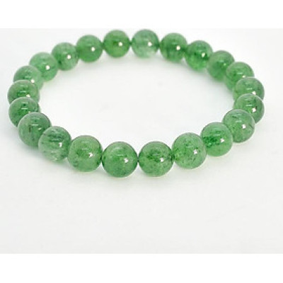 Vòng Đá Thạch Anh Dâu Tây Xanh Cho Người Mạng Mộc Và Mạng Hỏa (10 Li)