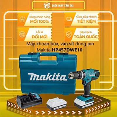 Máy khoan búa, vặn vít dùng pin(18v, 74 phụ kiện) Makita HP457DWE10