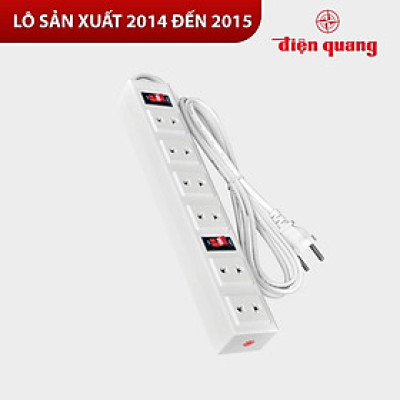 Ổ cắm Điện Quang ĐQ 001A-01 (6 lỗ 2 chấu) - Năm SX 2014, 2015 - Bảo hành 12 tháng