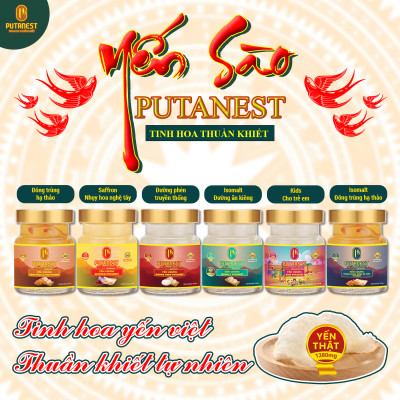 Yến chưng Đường phèn PUTANEST hộp quà tặng cao cấp 12 hũ 70ml đẹp da ngủ ngon tăng sức đề kháng