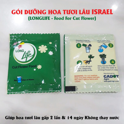 Bột Dưỡng Hoa Hồng Lâu Tàn (Set 10 hộp 1 hộp 10 gói tiết kiệm) giúp hoa luôn tươi mới, cánh hoa hồng cứng cáp gấp 2 lần và trong 14 ngày không thối nước hay cắt tỉa gốc hoa (hiệu Longlife nhập khẩu Israel)