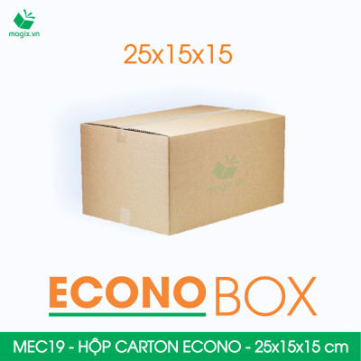 MEC19 - 25x15x15 cm - Combo 100 thùng hộp carton trơn siêu tiết kiệm ECONO